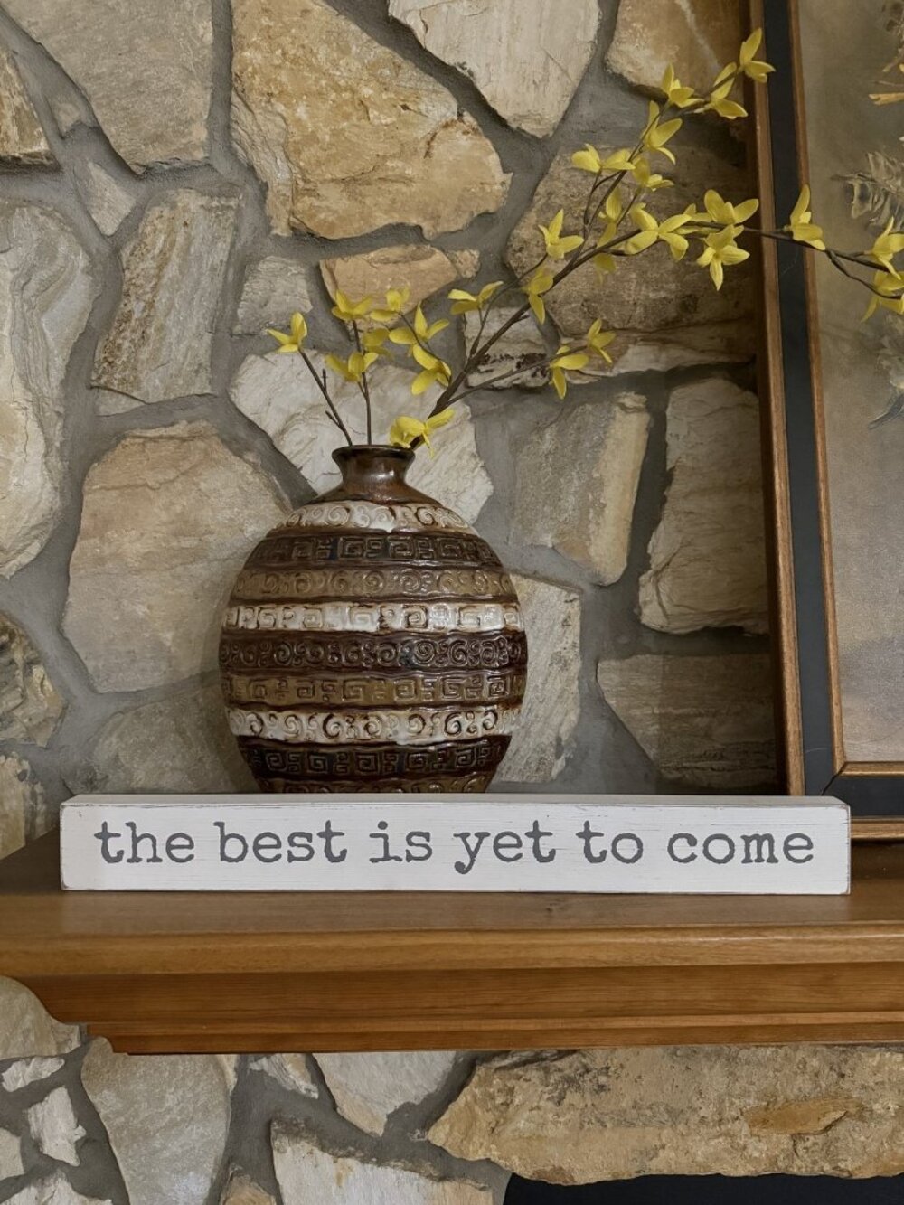 The Best Is Yet To Come Wood Block Tabletop Sign Farmhouse White Decor Quote